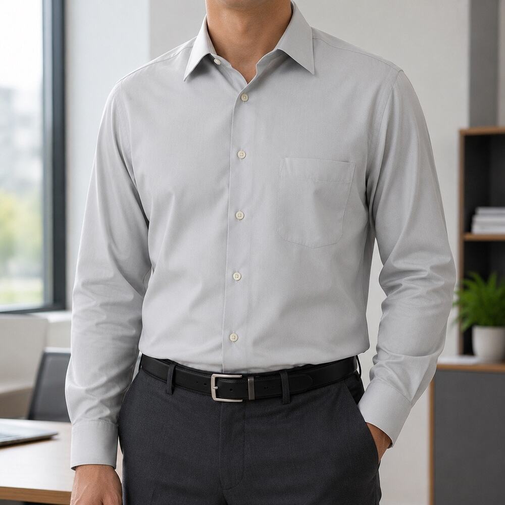 Geoffrey Beene Light Gray Dress Shirt 16 32/33